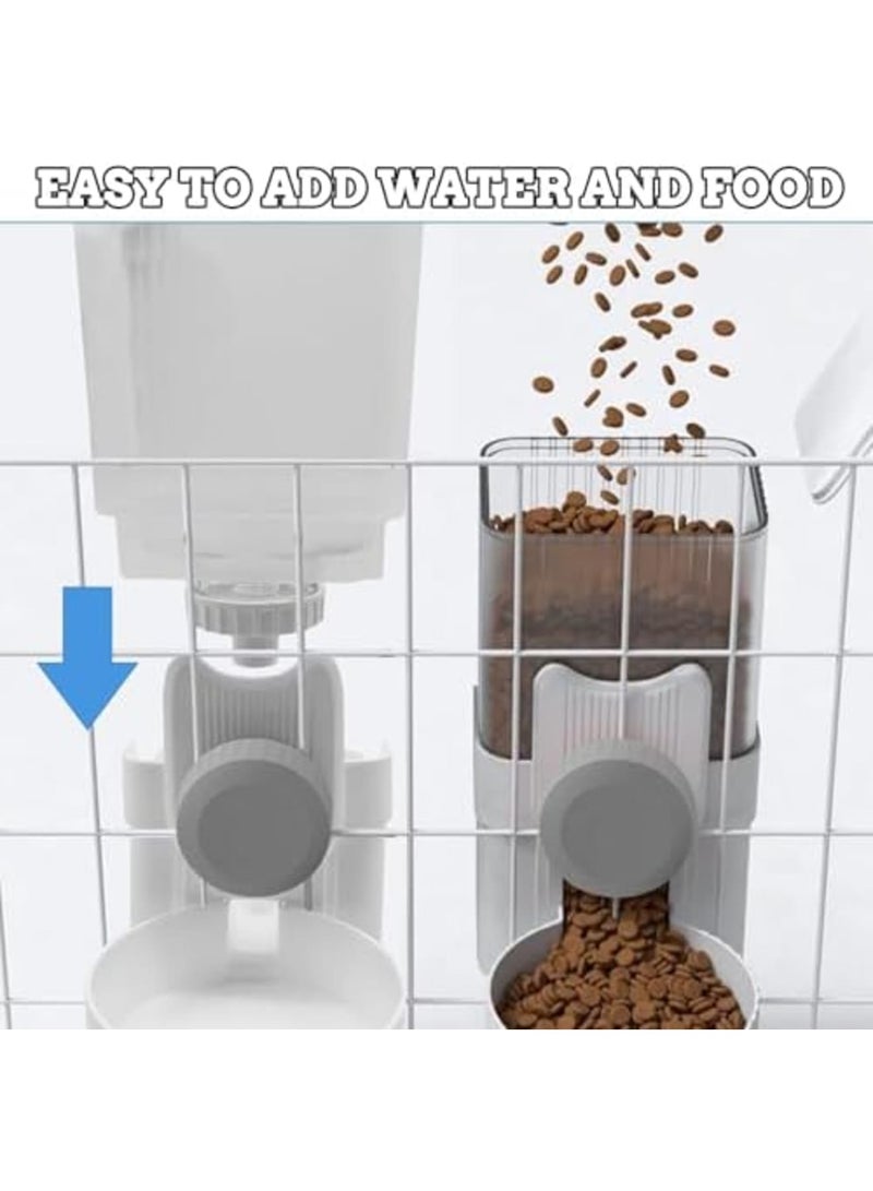 مجموعة مغذي الأرانب الجاذبية الأوتوماتيكي، 35 أونصة موزع طعام وماء معلق لقفص الحيوانات الأليفة، إعادة تعبئة ذاتية للأرانب، الشينشيلا، القنافذ، الفيرت، الجراء، والقطط (رمادي) - Image 4